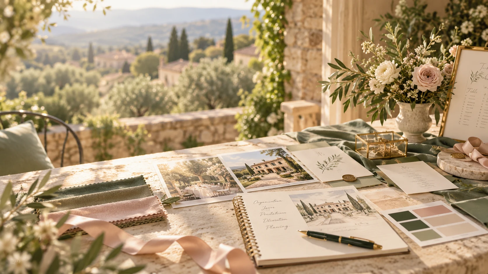 Papeterie, moodboard et organisation complète de mariage en Provence